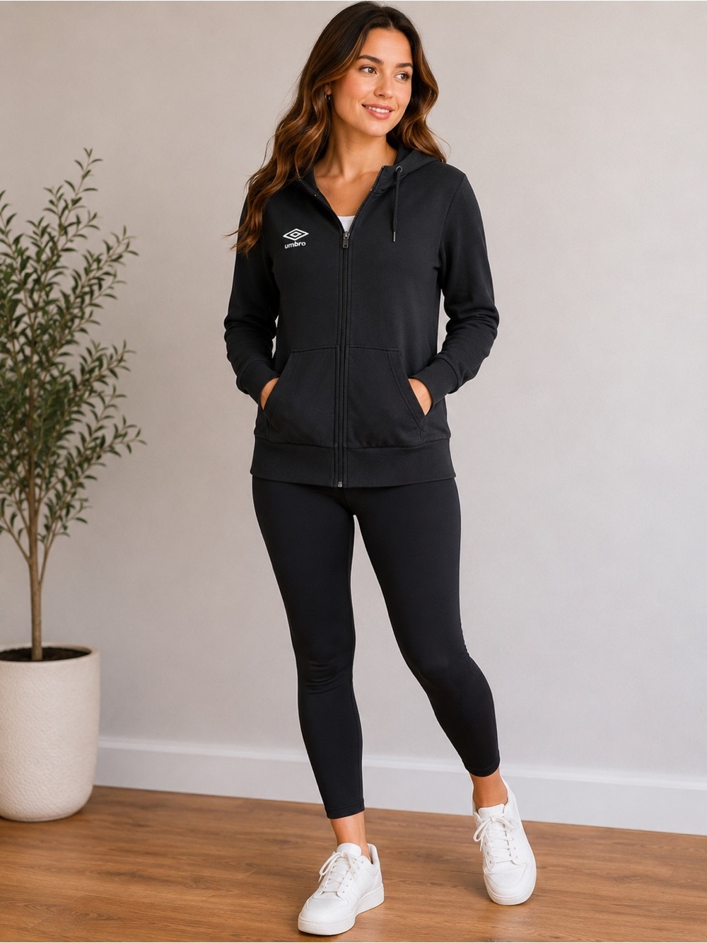 Umbro Black Full-Zip Hoodie with White Logo